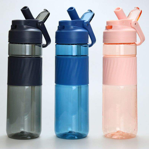 Wholesale BPA Free 24oz Motivational Custom Logo Non SlipTritan Plastic Running Water Drink Bottle with Straw with Handle