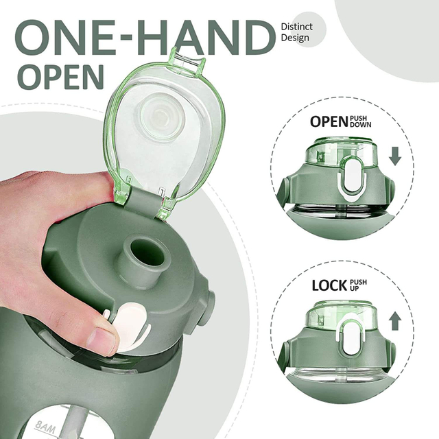 2L Super Large Capacity Sports Plastic Water Bottle With Straw and Scale and Handle