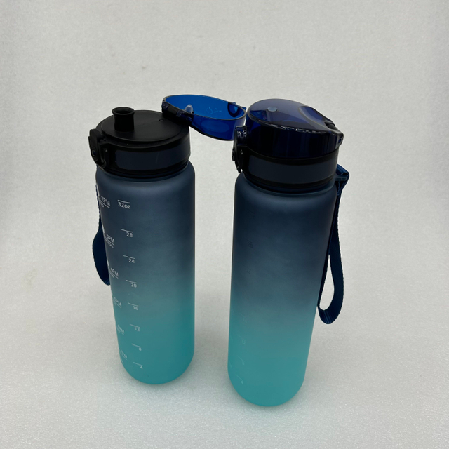 1L Reusable Plastic Gradient Water Cup Weight Loss Water Bottle With Measurement Bottles