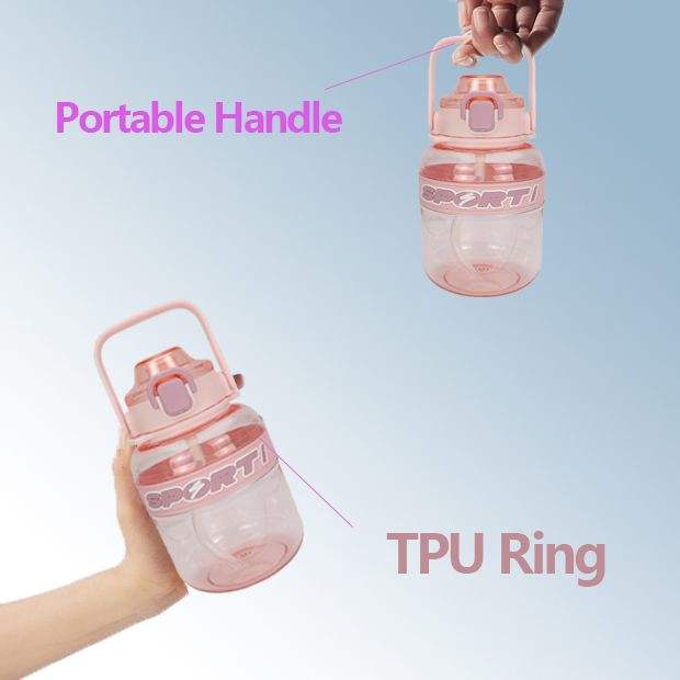 32oz 1L Plastic Water Bottle in the Shape of a Cylinder with Soft Straw Lid BPA Free Safe