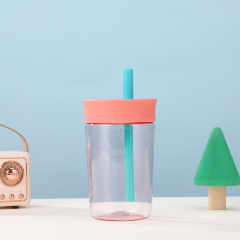 Newest Kids Plastic Cup with Flexible Straw Resistant Rugged Dishwasher Safe Easy to Clean 16oz