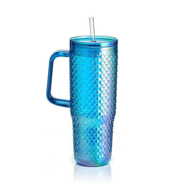 40oz Large Capacity Straw Beverage Cup Colorful Tumblers Car Cup With Handle