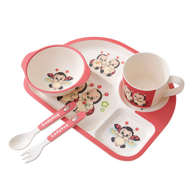 Customized Bamboo Fiber Kid Dinnerware Kids Eating Tableware Set