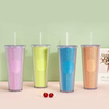 700ML Colorful Plastic PS Leak Proof Durian Grid Cup Diamond studded Mug
