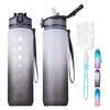 FREE Shipping in Stock Outdoor Sports Drinking Plastic Water Bottle Blue BPA Free 32OZ with Straw