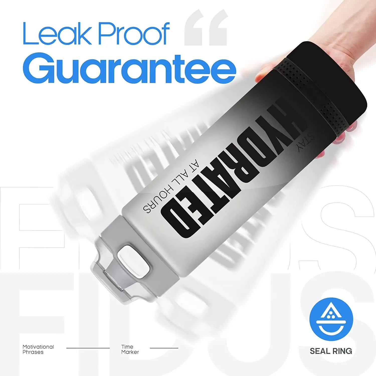 Wholesale 32oz Motivational Water Bottle Outdoor Custom LOGO BPA Free Wide Mouth Plastic Sport Water Bottle