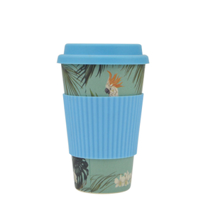 Wholesale BPA Free Reusable Biodegradable Bamboo Fiber Coffee Cup with Silicone Lid