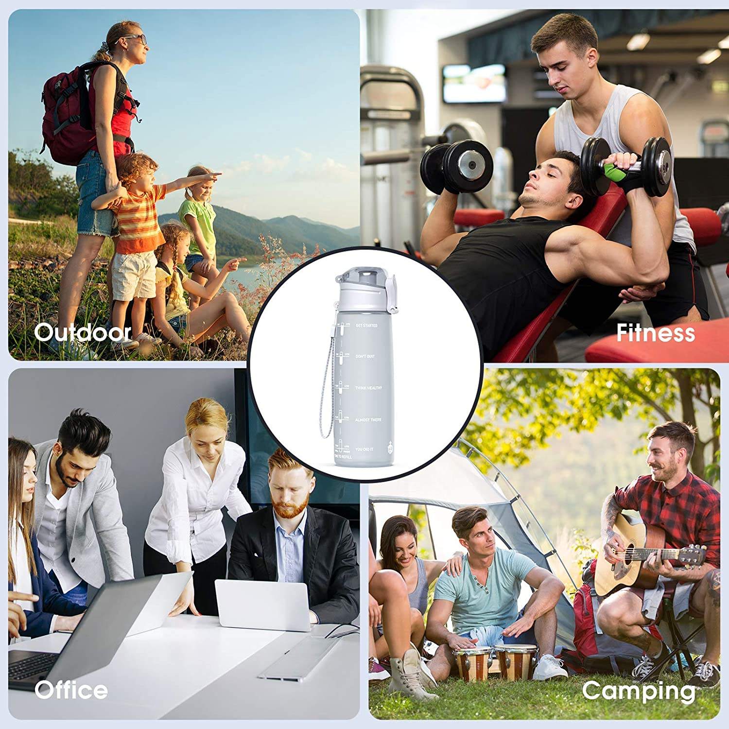 32oz Plastic Water Bottle Moticational Water Bottle with Time Marker Reusable Water Bottle Perfect for the Gym and Office Worker
