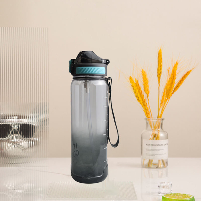 Wholesale 1000Ml 1 Liter Gradient Color Big Motivational Plastic Water Bottle for Gym 1L