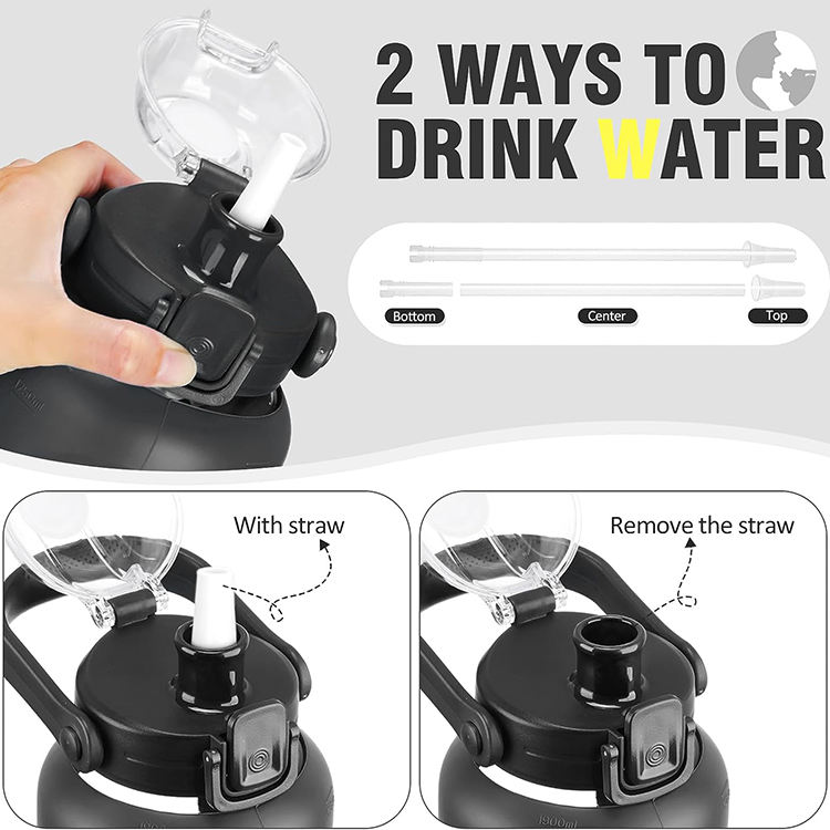 Bouteille Deau Sport En Plastique Fliptop 2 Litre Customizable Plastic Bpa Free Water Bottle With Straw