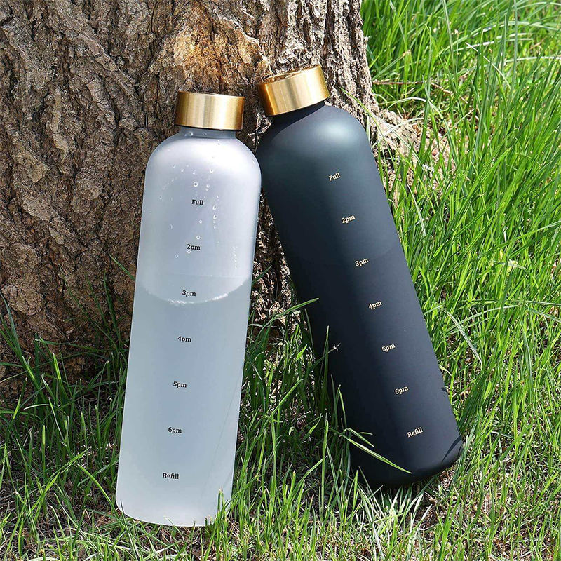High Quality 1000Mls Narrow Mouth Colorful Bpa Free Plastic Water Bottles With Time Marker