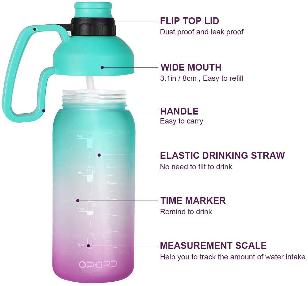 2023 New Large Capacity Bottle Motivational Transparent 1.8L Gym Sport Jug Portable Bpa Free Plastic Water Bottle