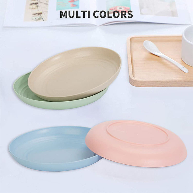 10" 25.4CM Big Paille De Ble Assiette Salad Cereal Biodegradable RPET Plastic Plate for Kitchen