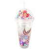 Little Dinosaur Design Custom Logo Plastic Tumbler PS Plastic Reusable Cups Glitter Tumbler With Lids and Straw