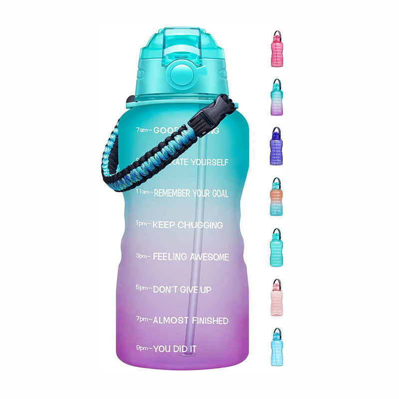 High Quality 3.8L Leakproof Big Gradient Motivational Plastic Water Drink Bottle With Straw Handle