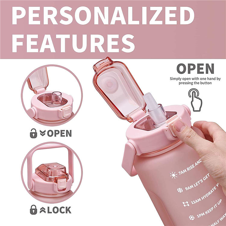 Large Half Gallon 64Oz 64 Ounce Oz Motivational Oem Bpa Free Reusable Gym Sports Water Bottle With Time Maker