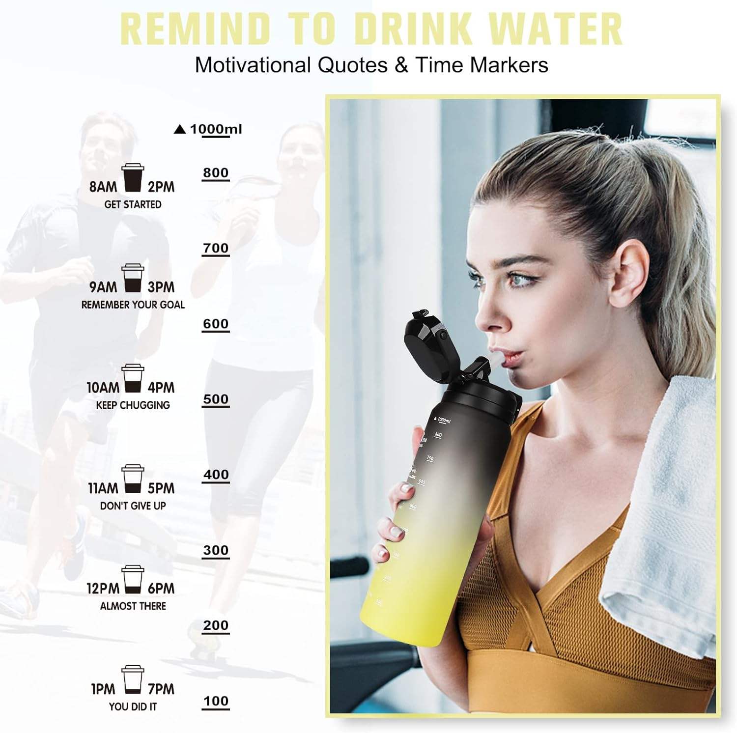 Leak Proof Drinks Bottle BPA Free for Sports Hiking Gym Cycling School and Office