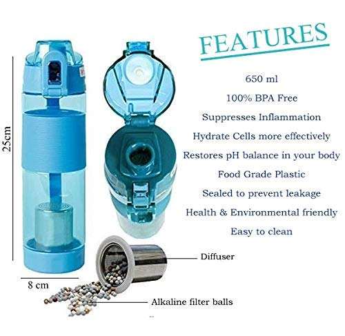 Leak Proof Alkaline Tritan Water Bottle with Infuser Filter Purify Hydrogen
