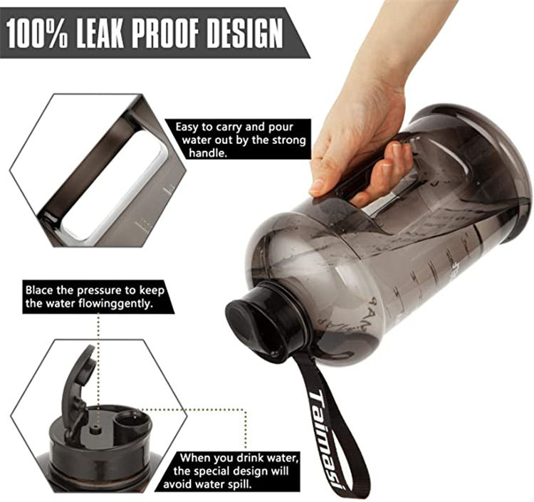 Oem Eco-Friendly Bpa Free Custom Logo 64Oz Outdoor Motivational Portable Plastic Drinking Gym Sports Water Bottle