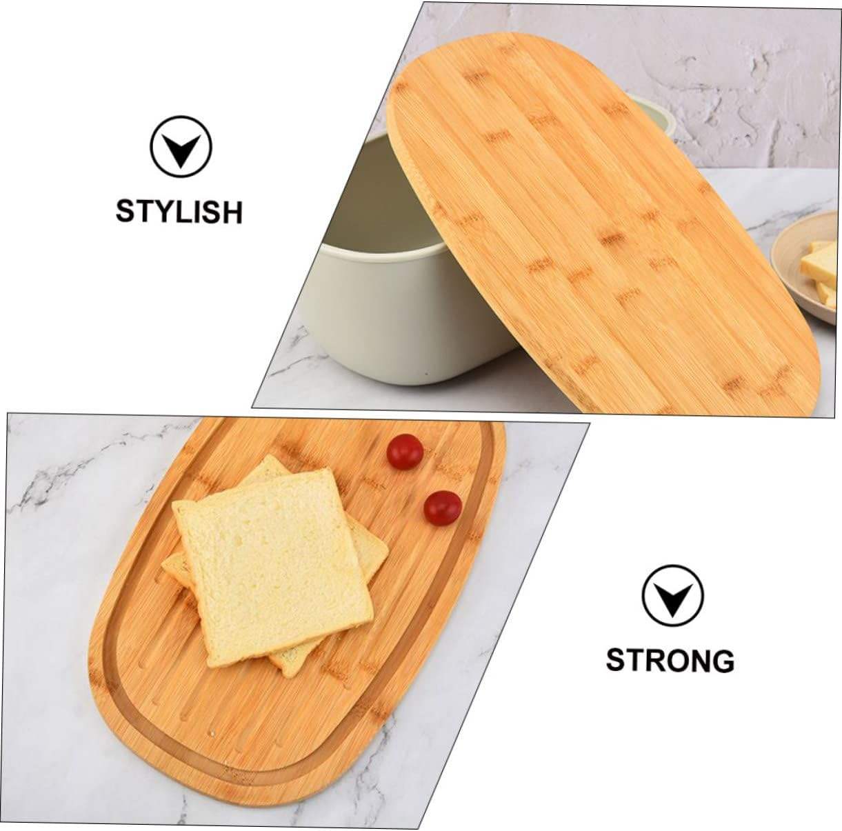 Big Capacity High Quality Durable Material with Strong Stability Elevated Design with Bamboo Lid Household Bread Box Food