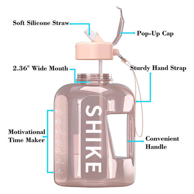 Garrafa De Agua Motivacional Botella Para Beber Small Outdoor Sports Big Plastic Water Bottle With Custom Logo