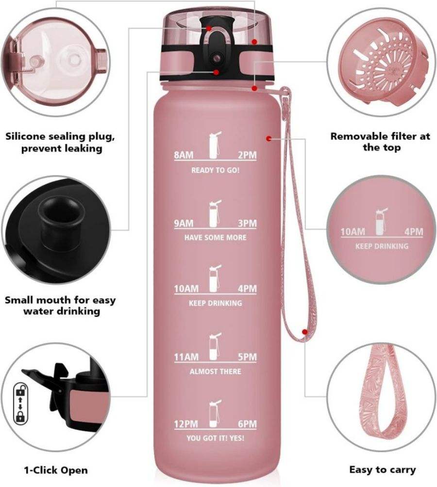 Wholesale Eco-Friendly High Quality Cheap Gym Matt Black Drinking 1000ml Plastic Sports Water Bottle