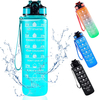 32 oz Motivational Reusable BPA Free Frosted Plastic Water Bottle With Time Marker