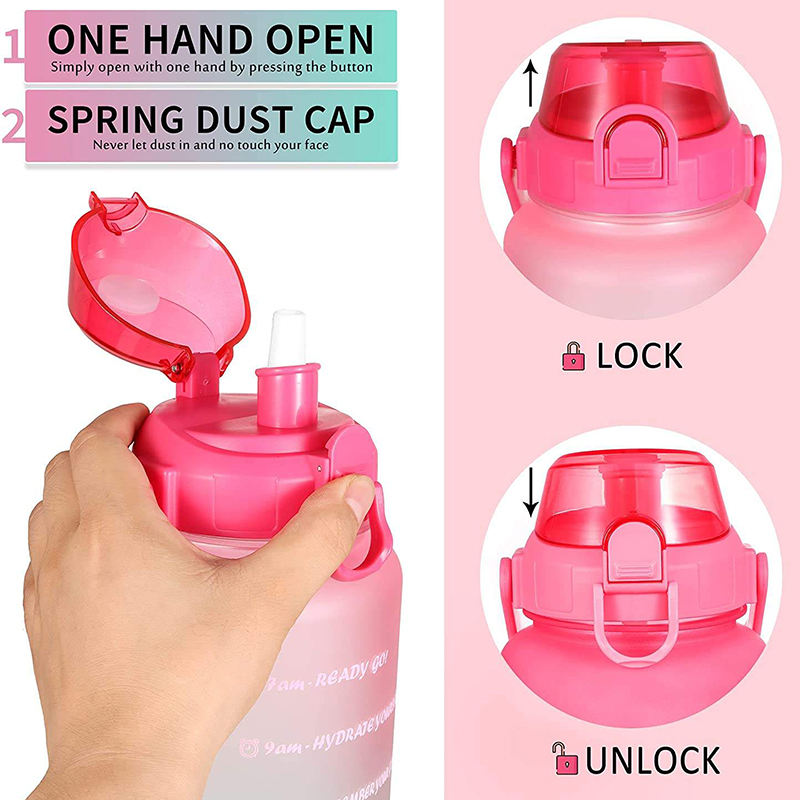 High Quality 64Oz Gradient Color Big Capacity Tritan Plastic Sports Water Bottle With Straw Time Marker