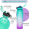 1L 32 OzCustom Plastic Straw Strainer Filter Gym Sports BPA Free Tritan Motivational Water Bottle With Time Marker