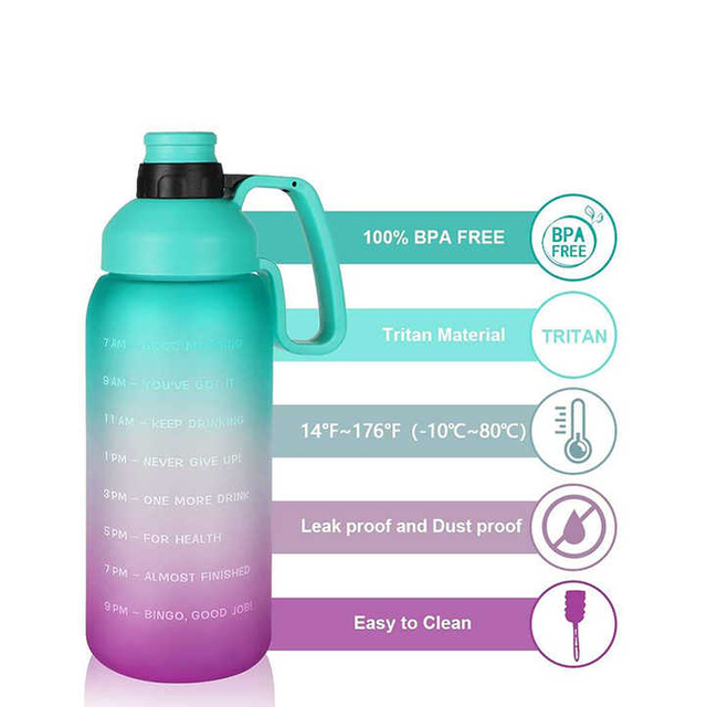 Botella De Agua 2L Sports Motivational 2000 Ml Bottles With Time Marker in Stock Water Bottle