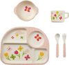 BPA FREE Recycle Plastic Food Grade Dinner Plate Set with Cup Spoon and Fork for Kids Divided Plates Control Food Intake Plates