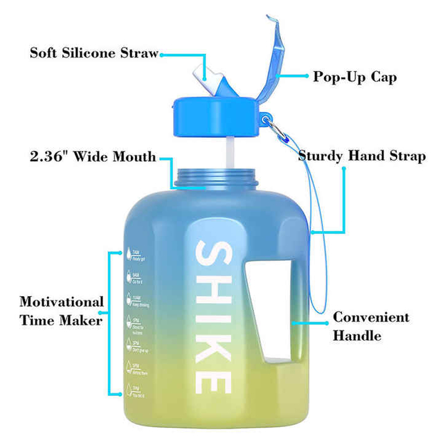 Garrafa De Agua Colorida Botellas De Agua Plastico Plastic Drink Bottle With Logo Half Gallon Motivational Gym Water Bottle