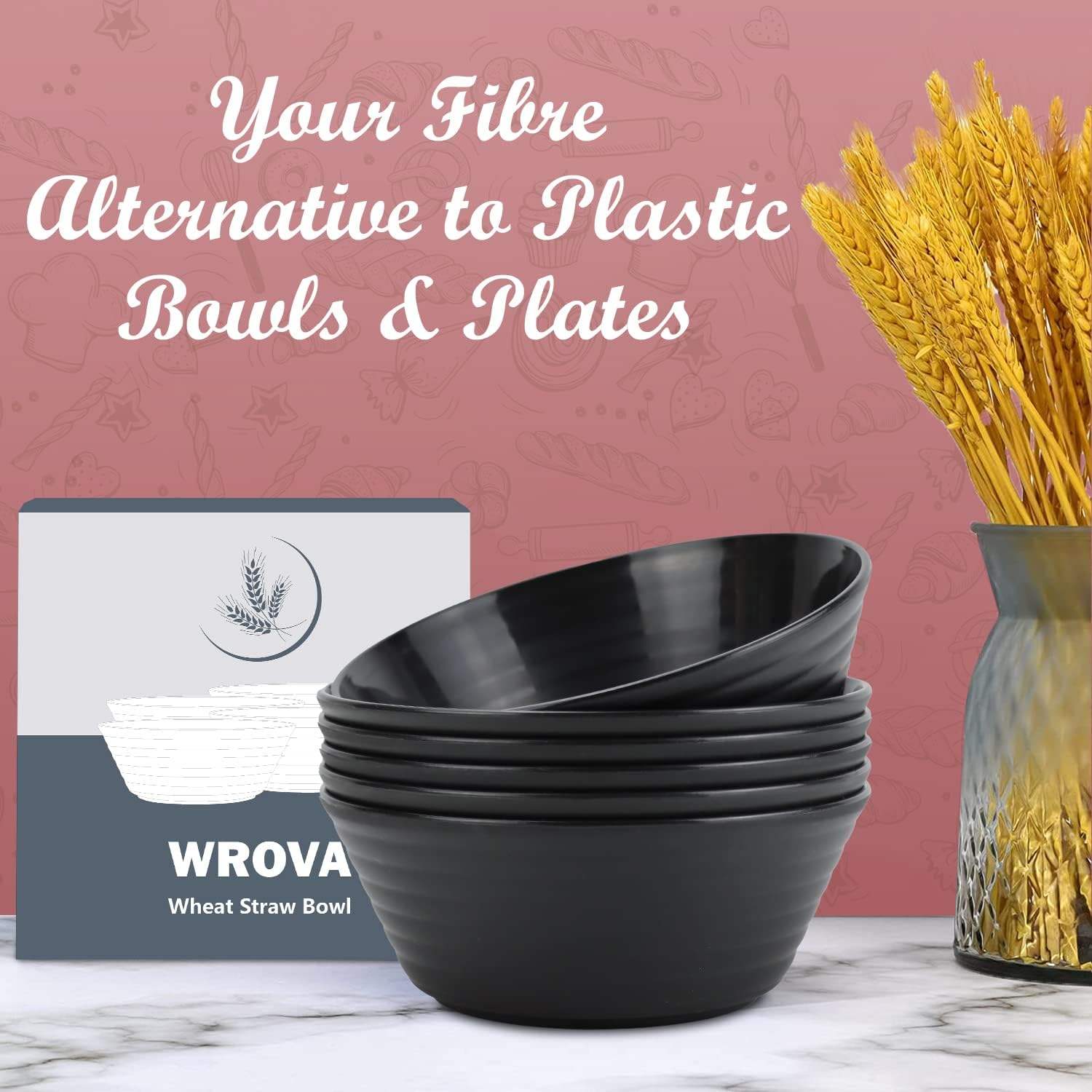 Reusable Cereal Soup Bowls Microwave and Dishwasher Safe BPA Free Lightweight RPET Bowl for Kitchen Oatmeal Bowls