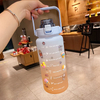 Gallon Water Bottle with Straw Sports Gradient Bottle Cute Cartoon Sticker Big Capacity Trending Gym Plastic Water Bottle
