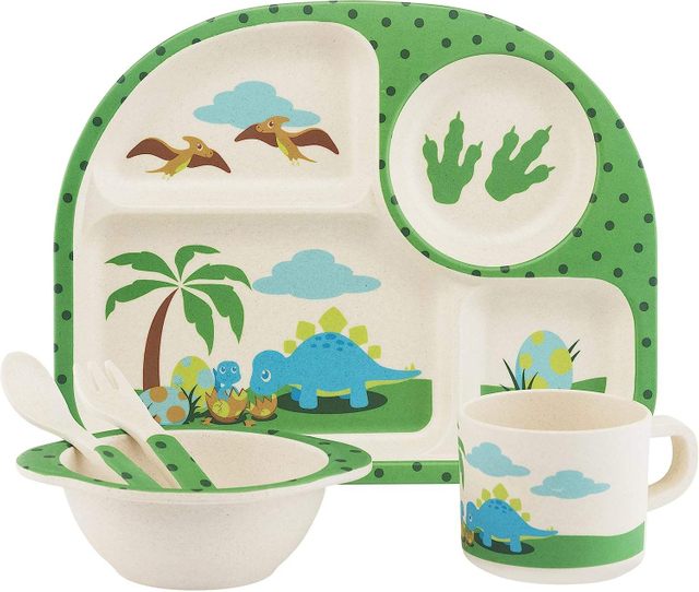 BPA FREE RPET New MATERIAL PLASTIC KIDS SETS with Cup Fork Spoon and Bowl Eco-friendly