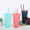 Clear to Colorful 24oz 700ml Pp Cold Color Changing Reusable Plastic Cups Magic Tumblers Plastic Coffee Mug