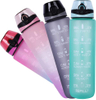 Outdoor Sport Plastic Tritan Cool Water Bottle BPA Free 32 oz Motivational Drinking Water Bottle With Time Marker and Straw