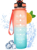 Hot Sale 1L 32 OzCustom Plastic Straw Strainer Filter Gym Sports BPA Free Tritan Motivational Water Bottle