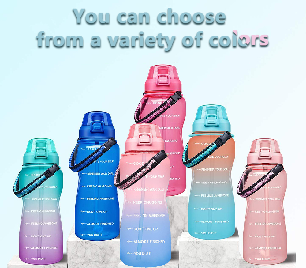 Gradient 64 oz Sports Water Bottle Girls Wholesale Plastic Reusable Plastic Water Bottle With Straw and Lid