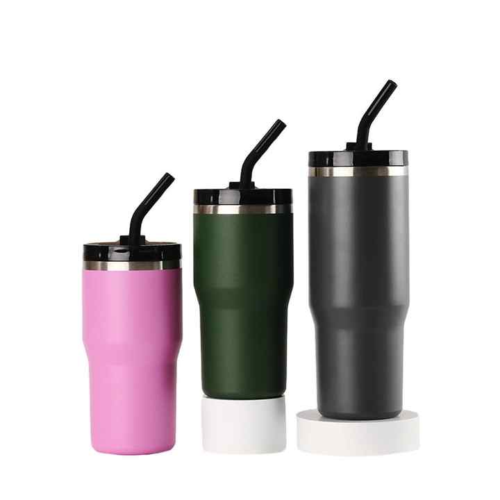 20 oz Skinny Double Wall Vacuum Insulated Custom Logo Stainless Steel Travel Tumbler With Lid and Straw