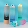 32oz Plastic Sport Gym Motivational Bottle Custom Logo Flip Top Cover Drink Water Bottle With Time Marker Straw Strainer