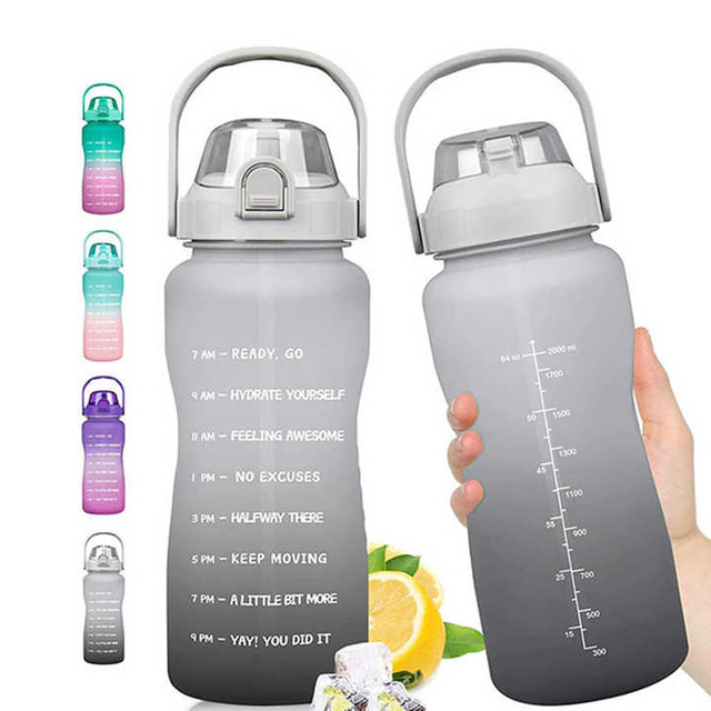 Botella Para Gimnasio Tres En Uno Transparent Water Bottles With Custom Logo Time Marking Water Bottle