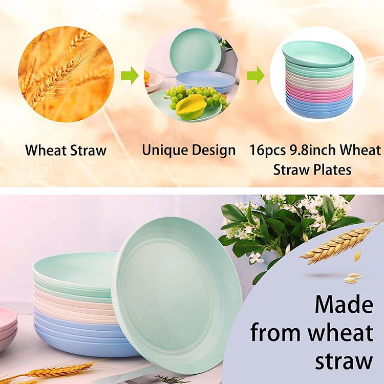 Platos De Fibra De Trigo 25 Cm Deep Dinner Wheat Straw Children Plate Plates