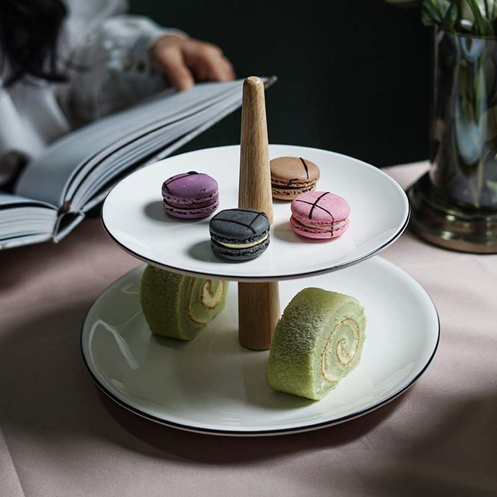 Cake Stand Double-Layer Home Living Room Coffee Table Candy Snack Fruit RPET Plastic Plate Dessert Display Stand