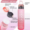 Gradient Leak Proof &Large 1 Liter 32 oz BPA Free Water Bottle with Time Marker Fruit Infuser Strainer