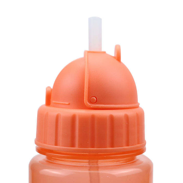 High Quality 600Ml Slim Colorful Clear Straw Kid Bpa Free Plastic Water Drink Bottle With Lid