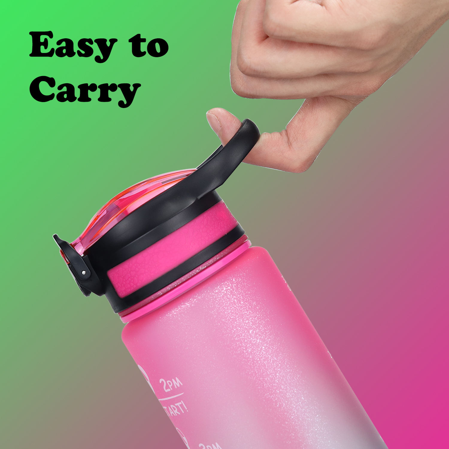 1000ml Water Bottles Customization Plastic Big Capacity Bottles with Time Marker Wide Mouth Leakproof Durable