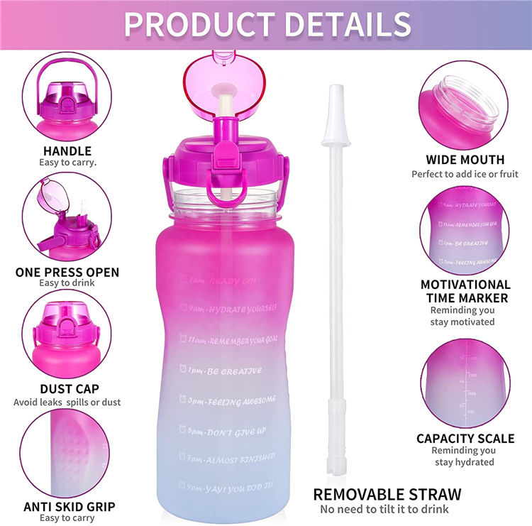 2 Liter Bouteille D Eau En Plastic Eco Friendly Gym Plastic Drinking Water Bottle With Straw