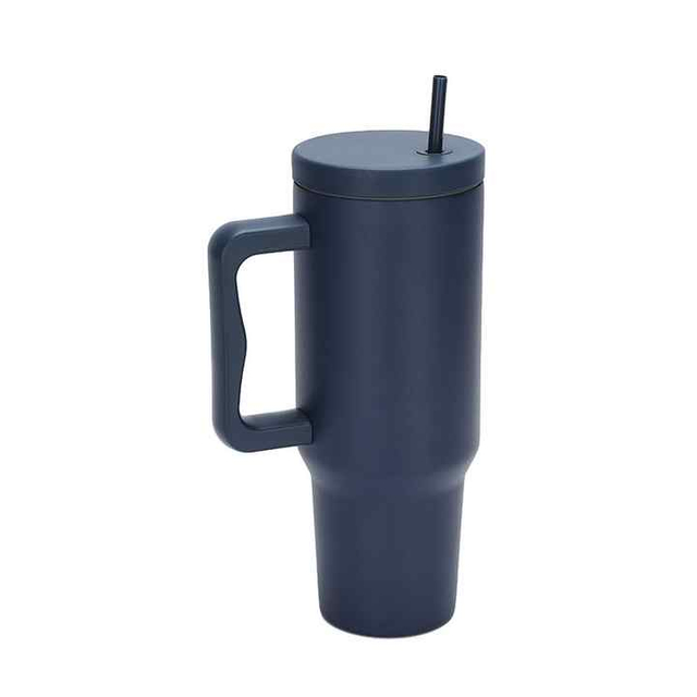 40 oz Insulated Vacuum Stainless Steel Tumbler Cup for Hot Cold Drinks With Handle and Straw