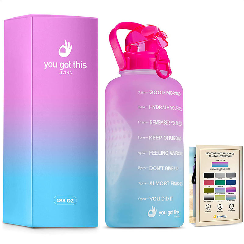 Gym Half Gallon Water Bottle Motivational Plastic Bottle Gym One 1 Gallon Water Bottle with Time Marker